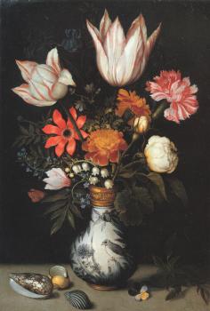 安佈羅脩斯 博斯查爾特 Tulips, Roses, a Pink and White Carnation 安佈羅脩斯 博斯查爾特 Tulips, Roses, a Pink and White Carnation